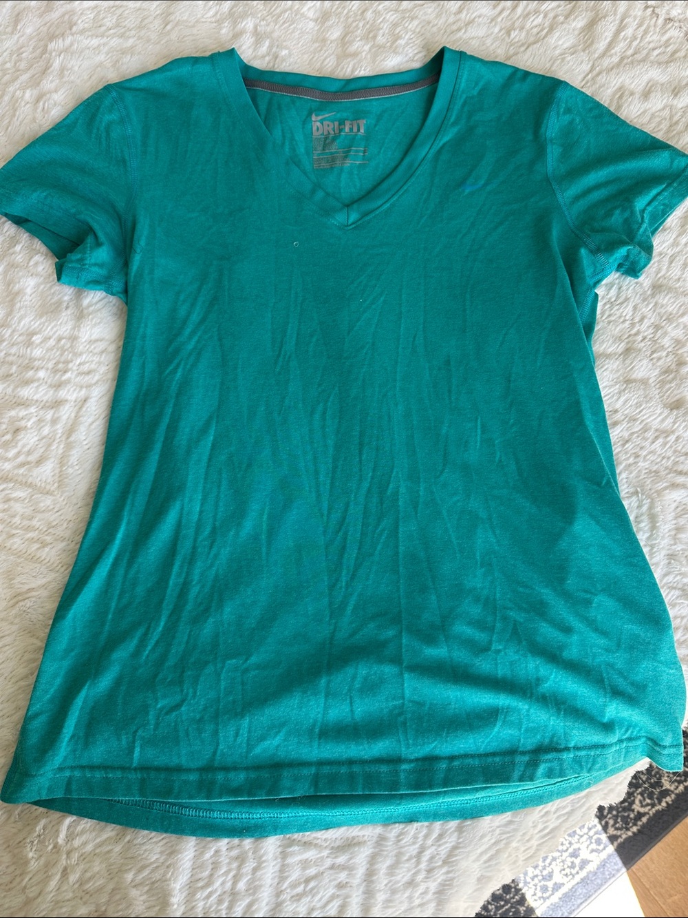 Nike Women's Teal V-Neck Dri-FIT Short Sleeve Tee